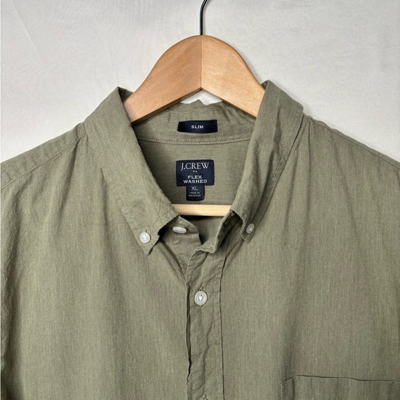J. Crew Flex Washed Slim Button Down Green size XL - Picture 2 of 5